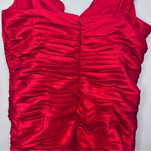 Marsoni Red Ruched Bodycon Dress Size 18 Floral Feminine - Picture 7 of 11